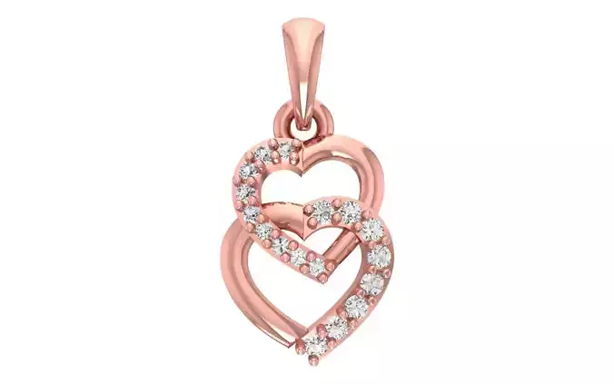 Women Double Heart Pendant 3dm STL OBJ FBX Render Details 3D print model