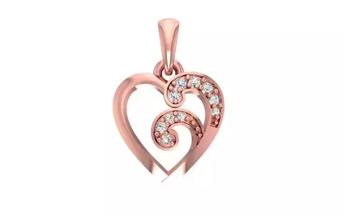 Women Heart Pendant Diamond 3dm STL OBJ FBX Render Details