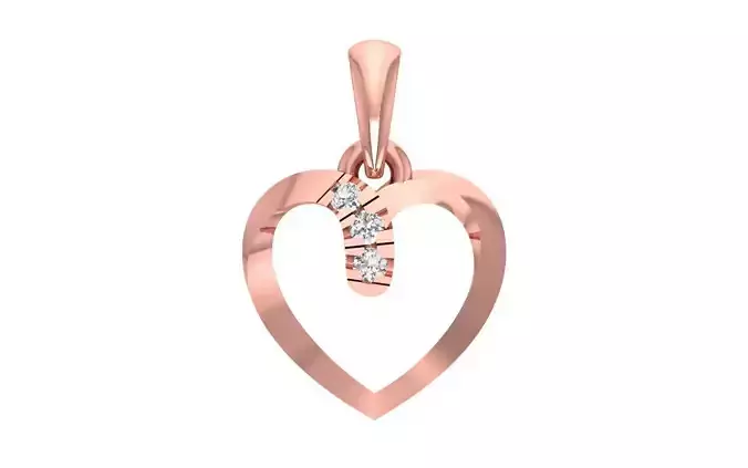Women Heart Pendant Diamond 3dm STL OBJ FBX Render Details