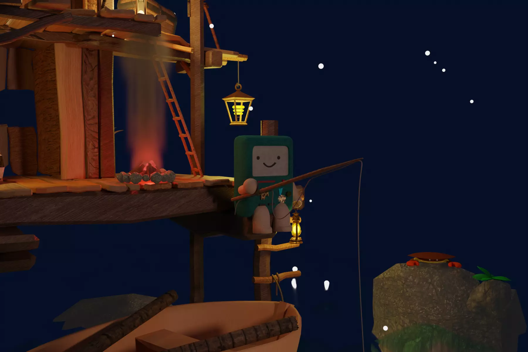 sea shack night 3D model