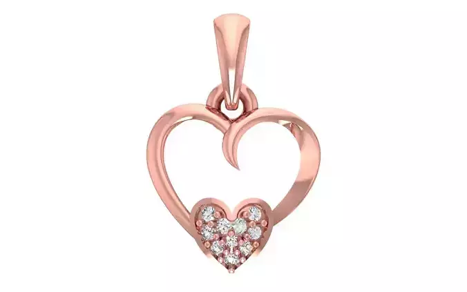 Women Double Heart Pendant 3dm STL OBJ FBX Render Details 3D print model