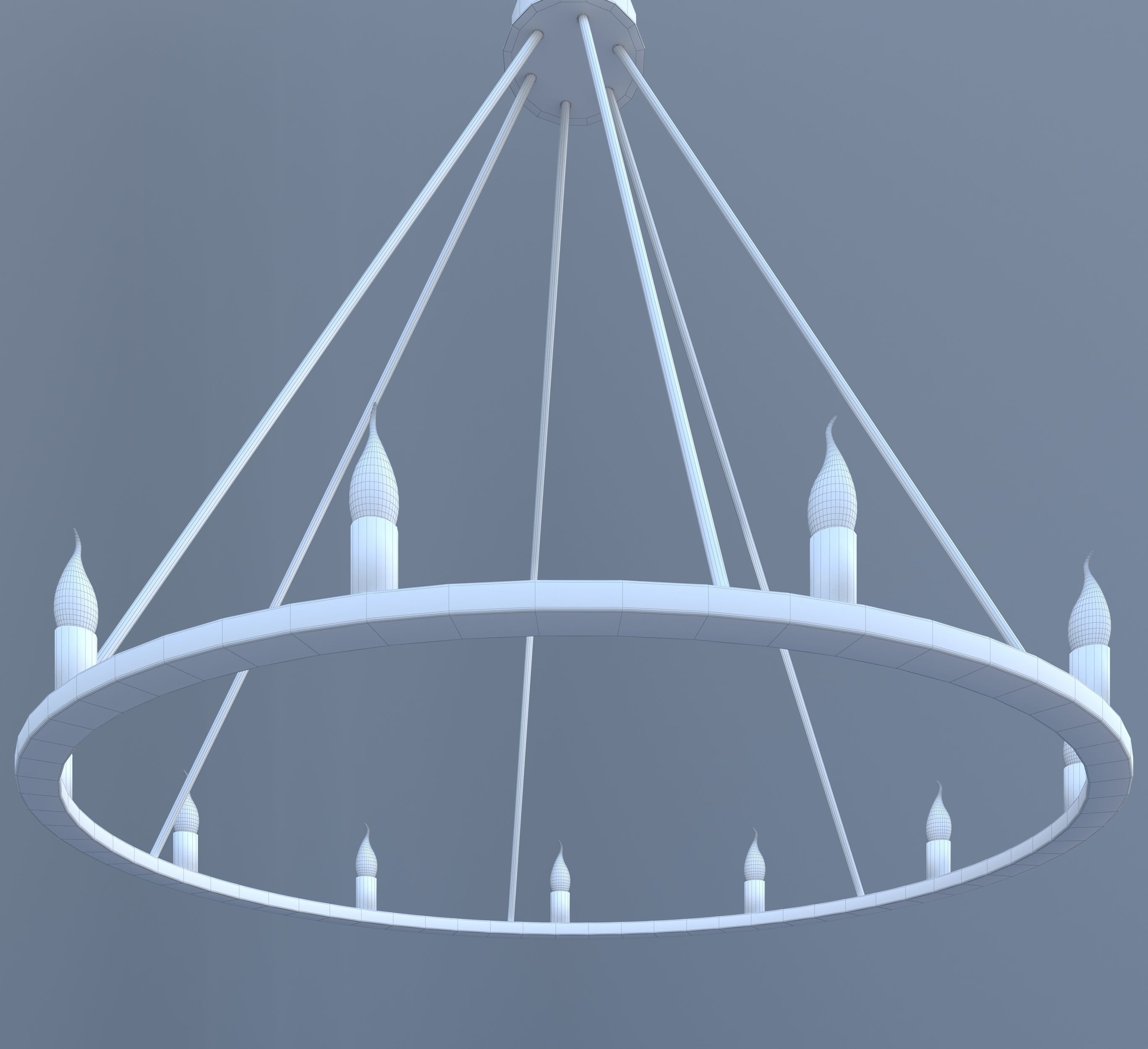 Chandelier with six candle holders 3D model_4