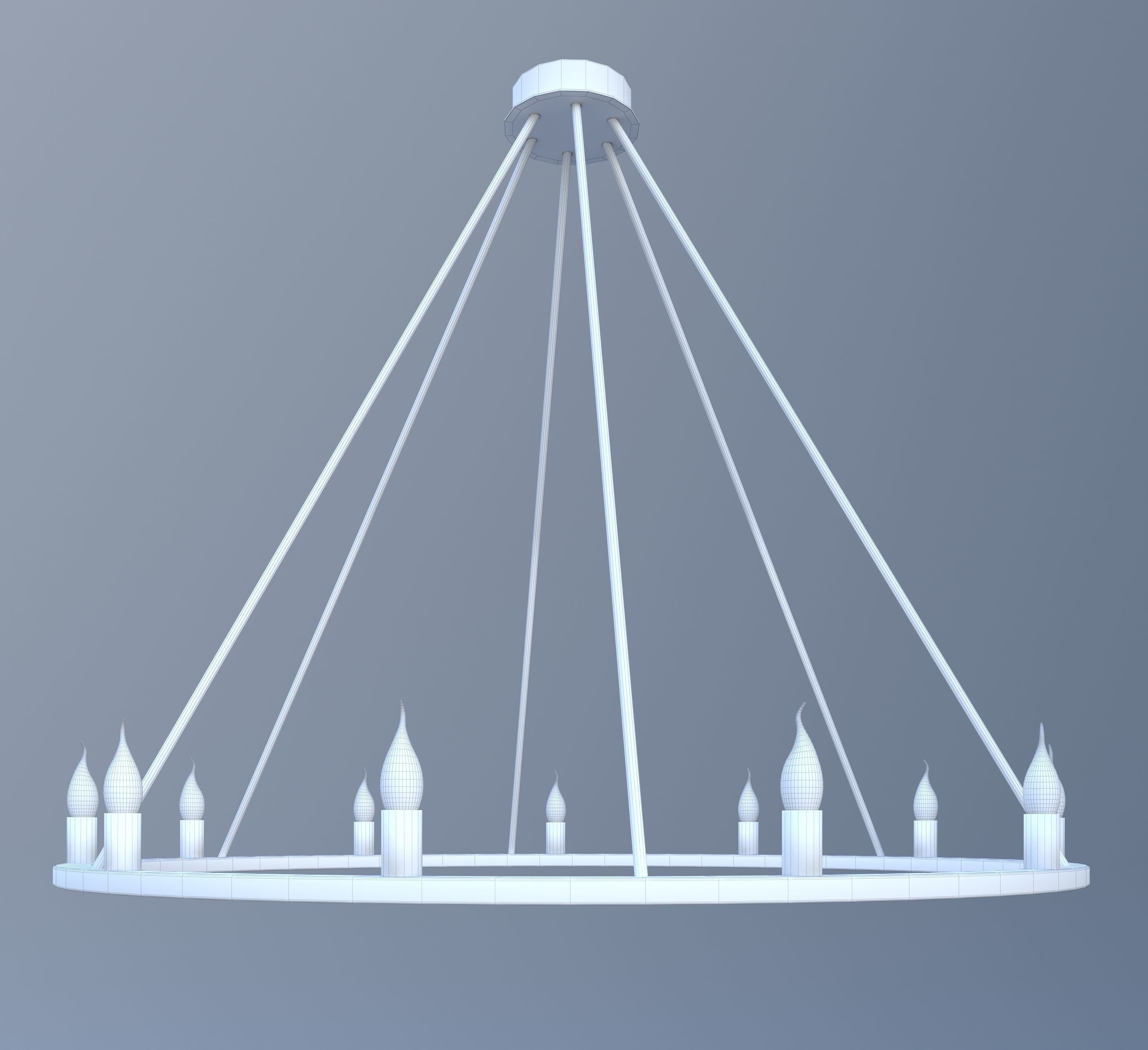 Chandelier with six candle holders 3D model_7