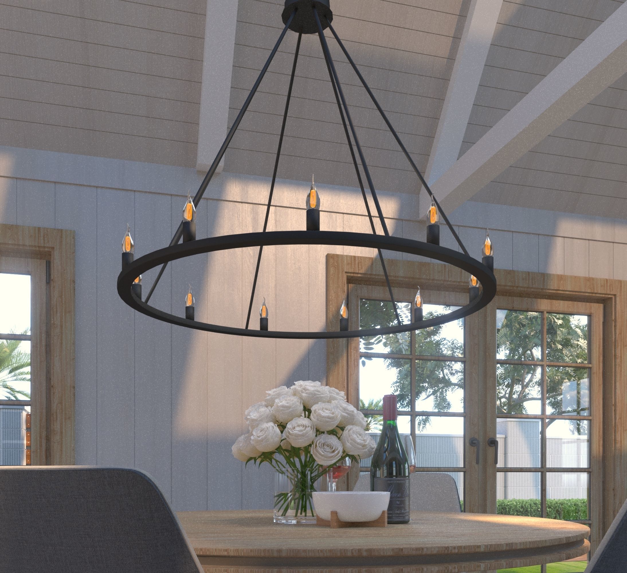 Chandelier with six candle holders 3D model_1