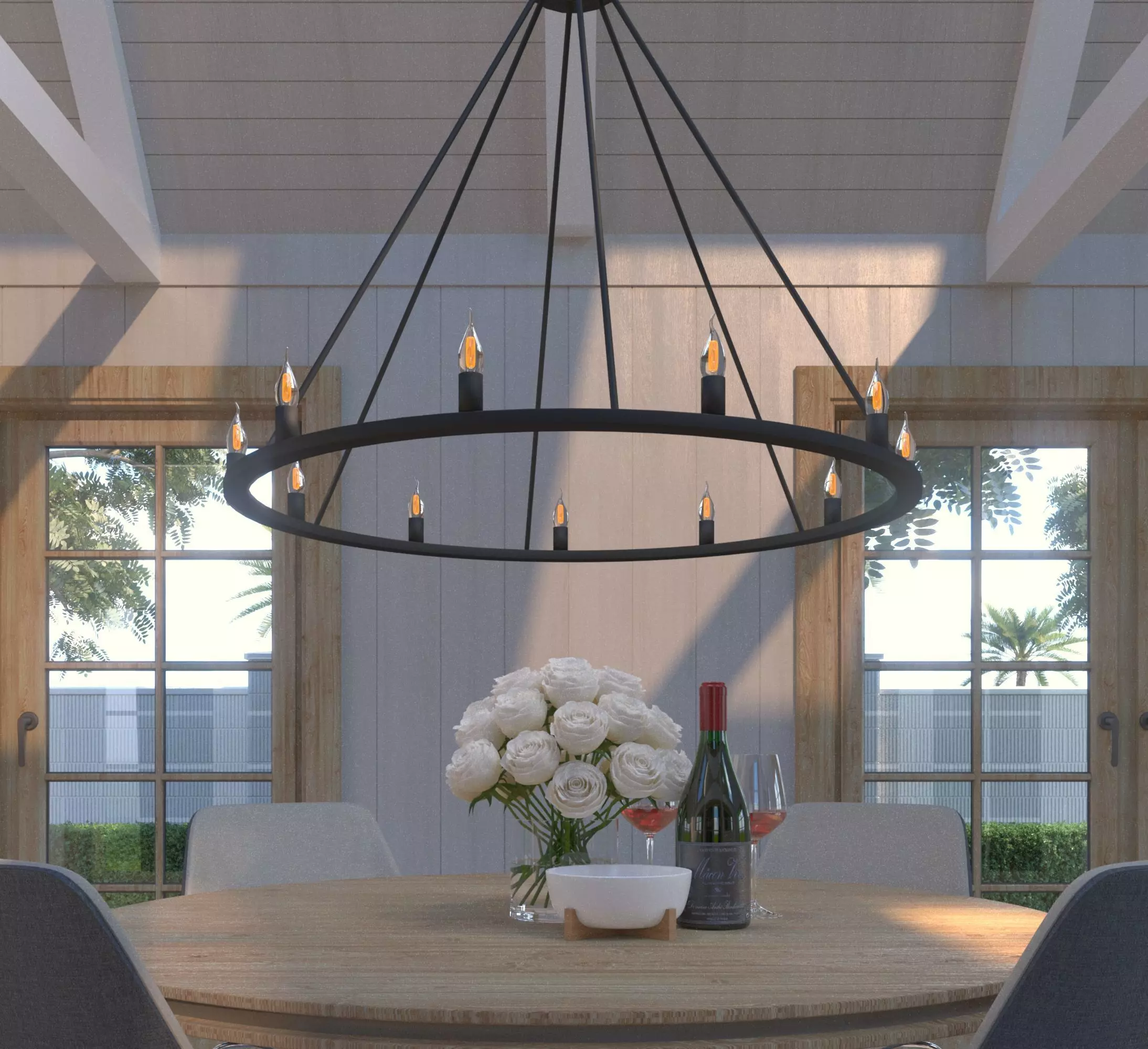 Chandelier with six candle holders 3D model_0