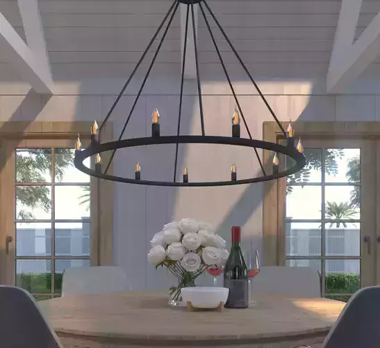 Chandelier with six candle holders 3D model