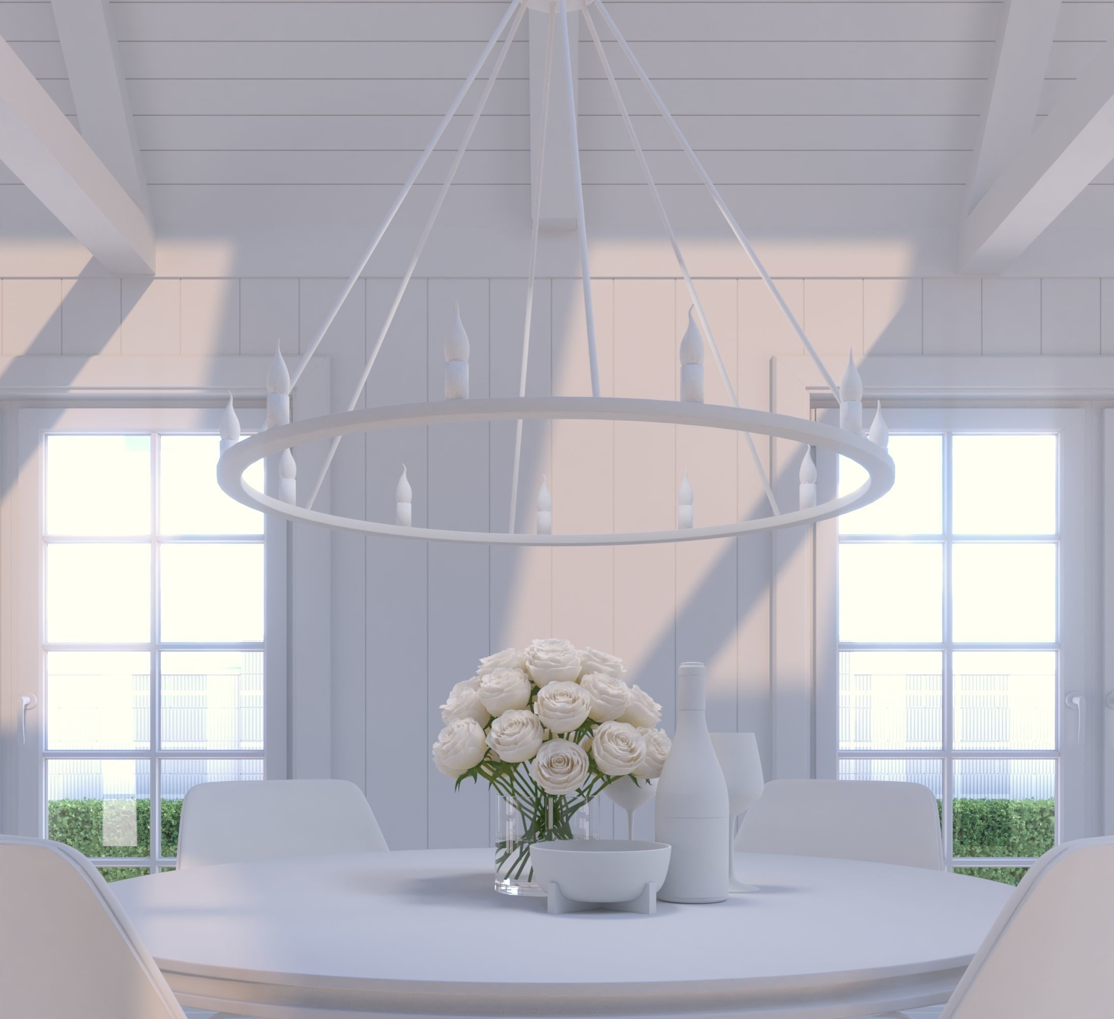 Chandelier with six candle holders 3D model_2