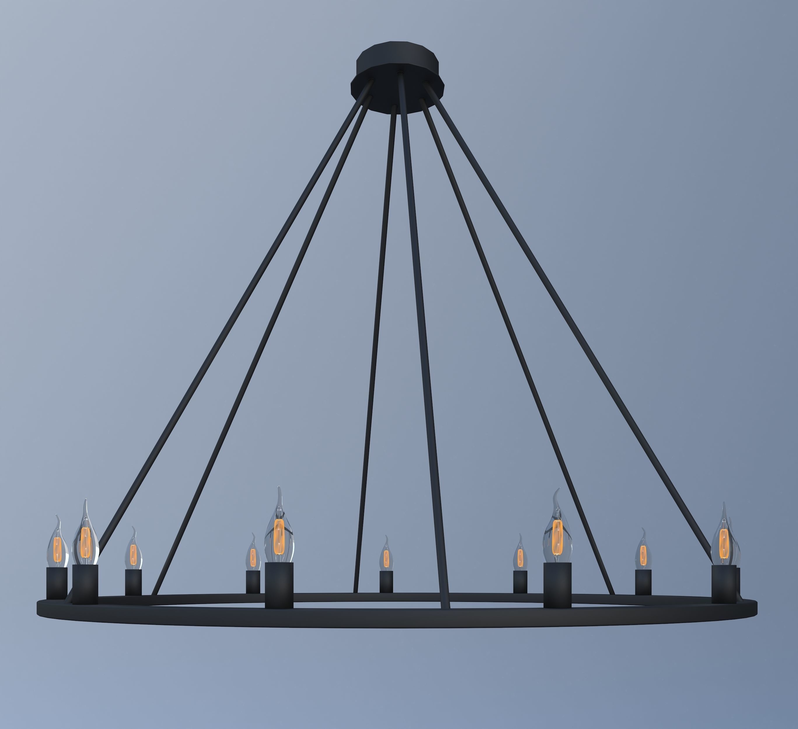 Chandelier with six candle holders 3D model_8