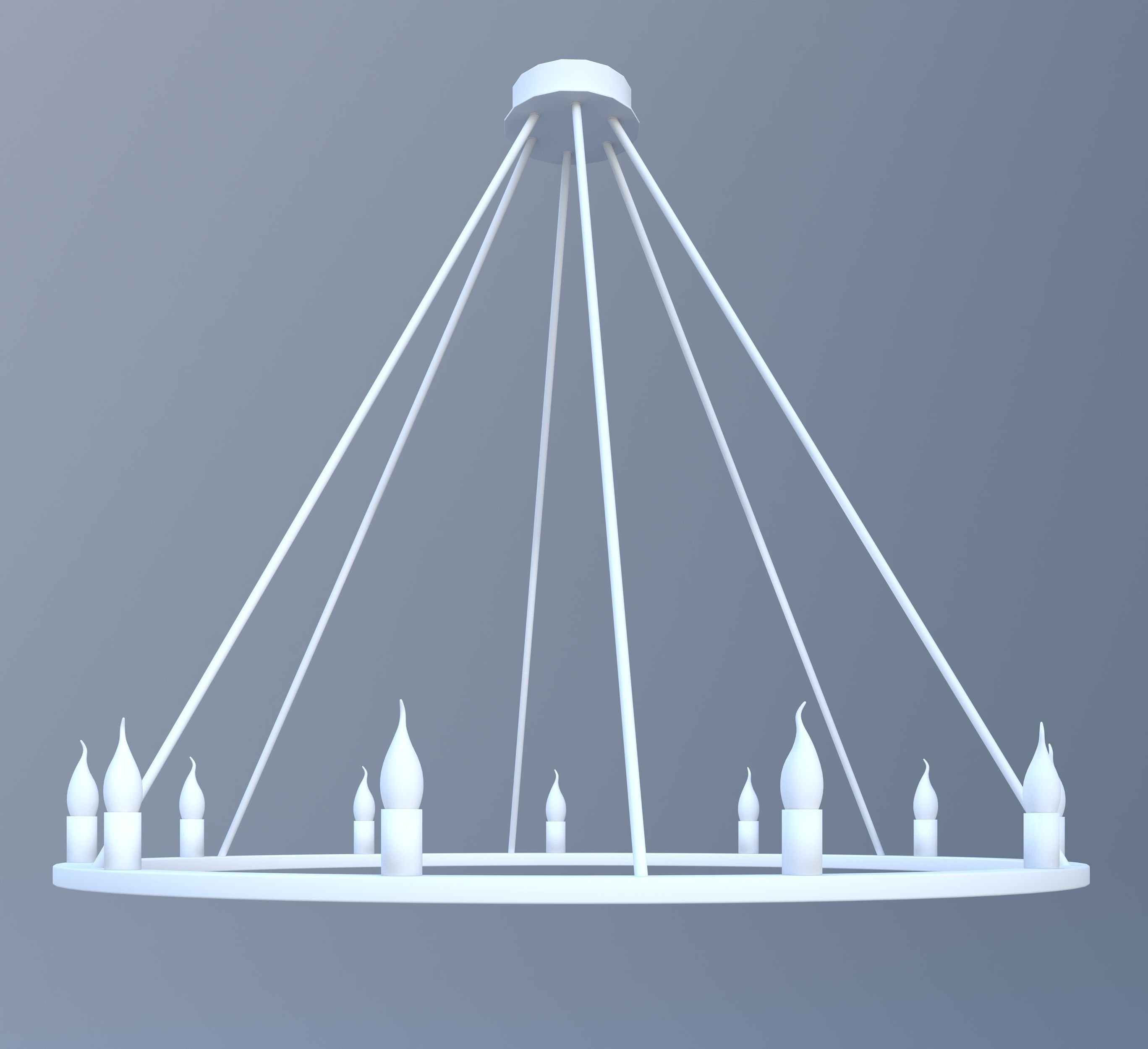 Chandelier with six candle holders 3D model_6