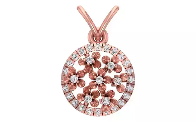 Women Round Pendant 3dm STL OBJ FBX Render Details