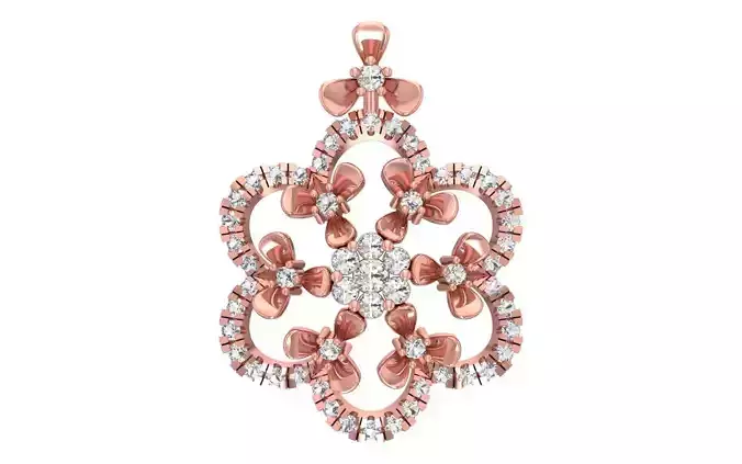 Women Fancy Flower Pendant 3dm STL OBJ FBX Render Details 3D print model