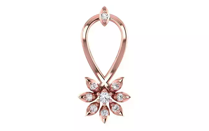 Women Flower Pendant Charm 3dm STL OBJ FBX Render Details