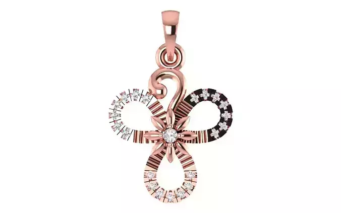 Women Flower Pendant Charm 3dm STL OBJ FBX Render Details