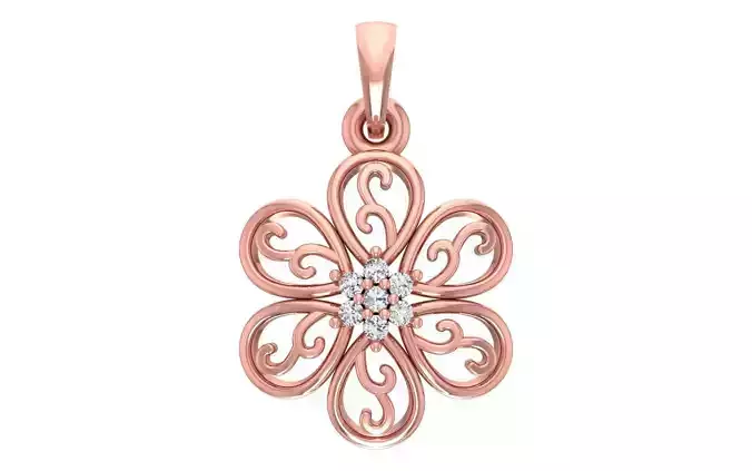 Women Flower Pendant 3dm STL OBJ FBX Render Details