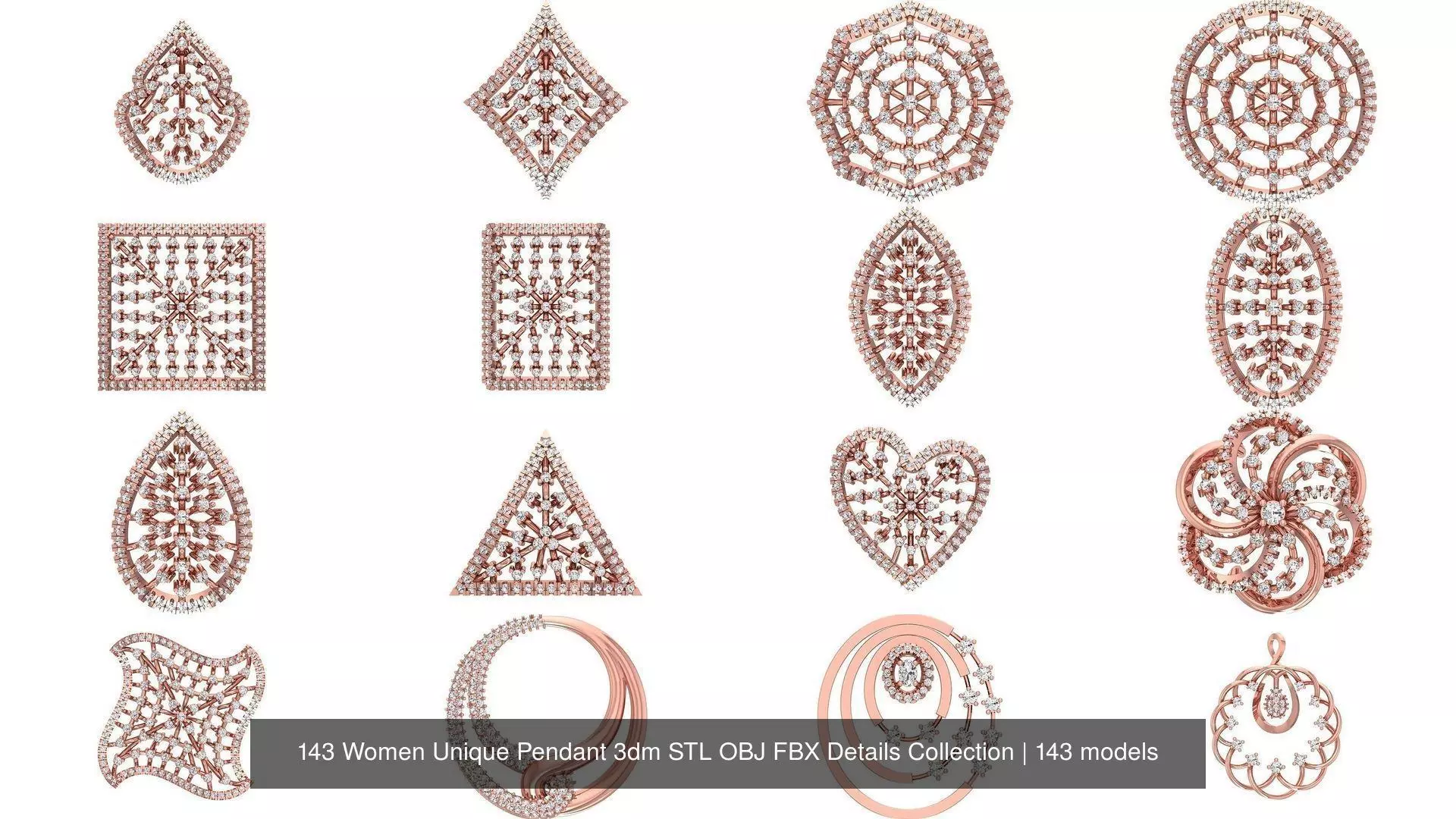143 Women Unique Pendant 3dm STL OBJ FBX Details Collection _0