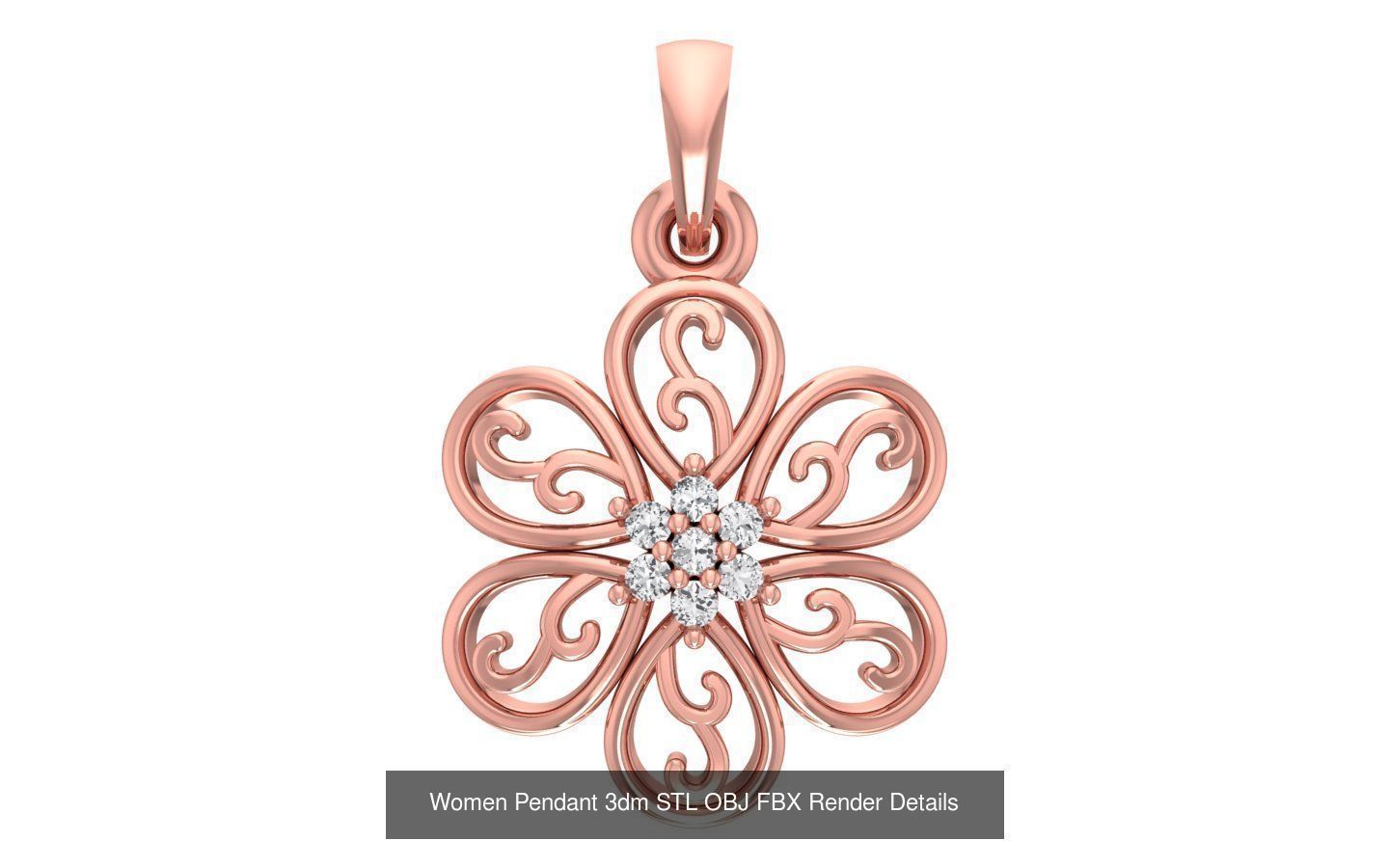143 Women Unique Pendant 3dm STL OBJ FBX Details Collection _145