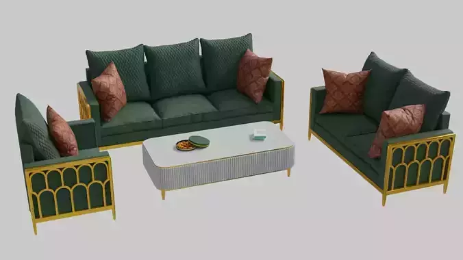 Traditional Sofa set 3d model 01 3D model