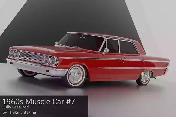 1960s Muscle Car 7 Fully Featured Low-poly 3D model