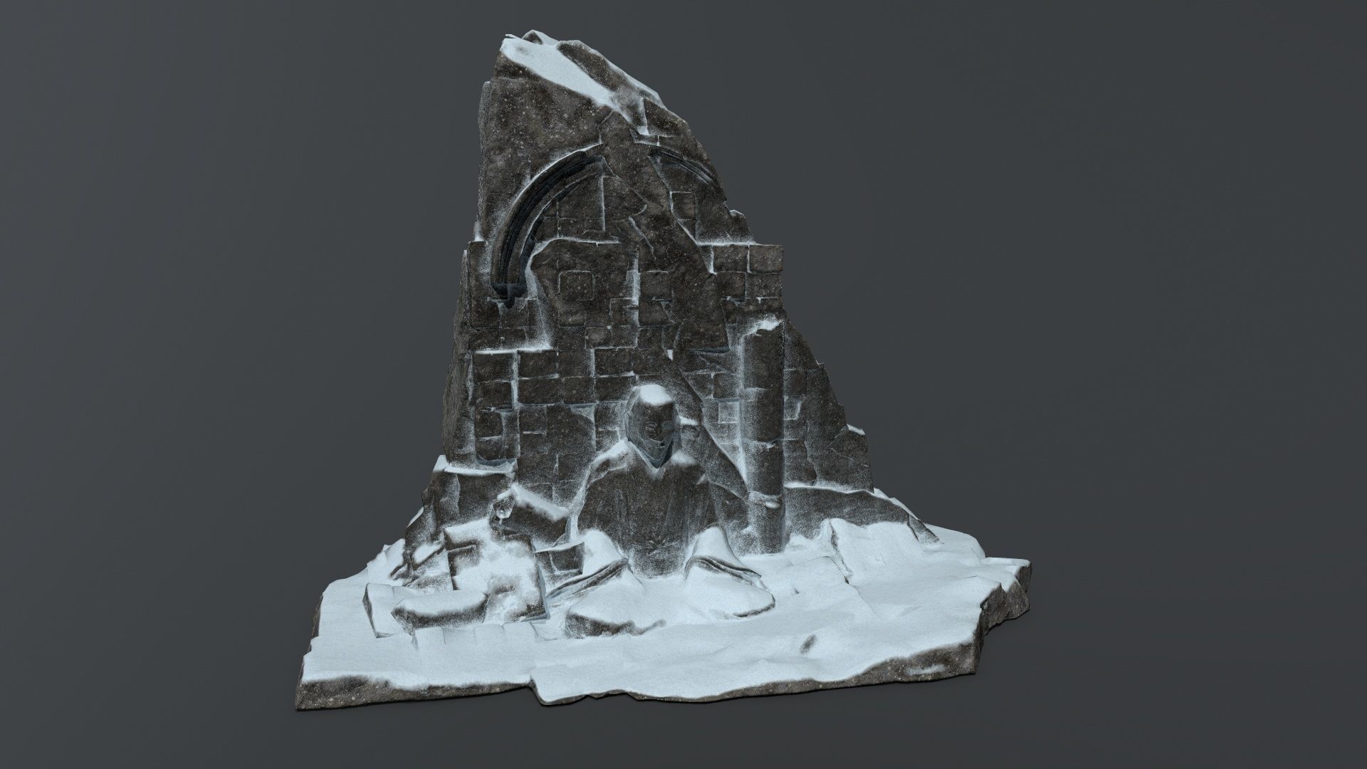 Buddha Rock Low-poly 3D model_1