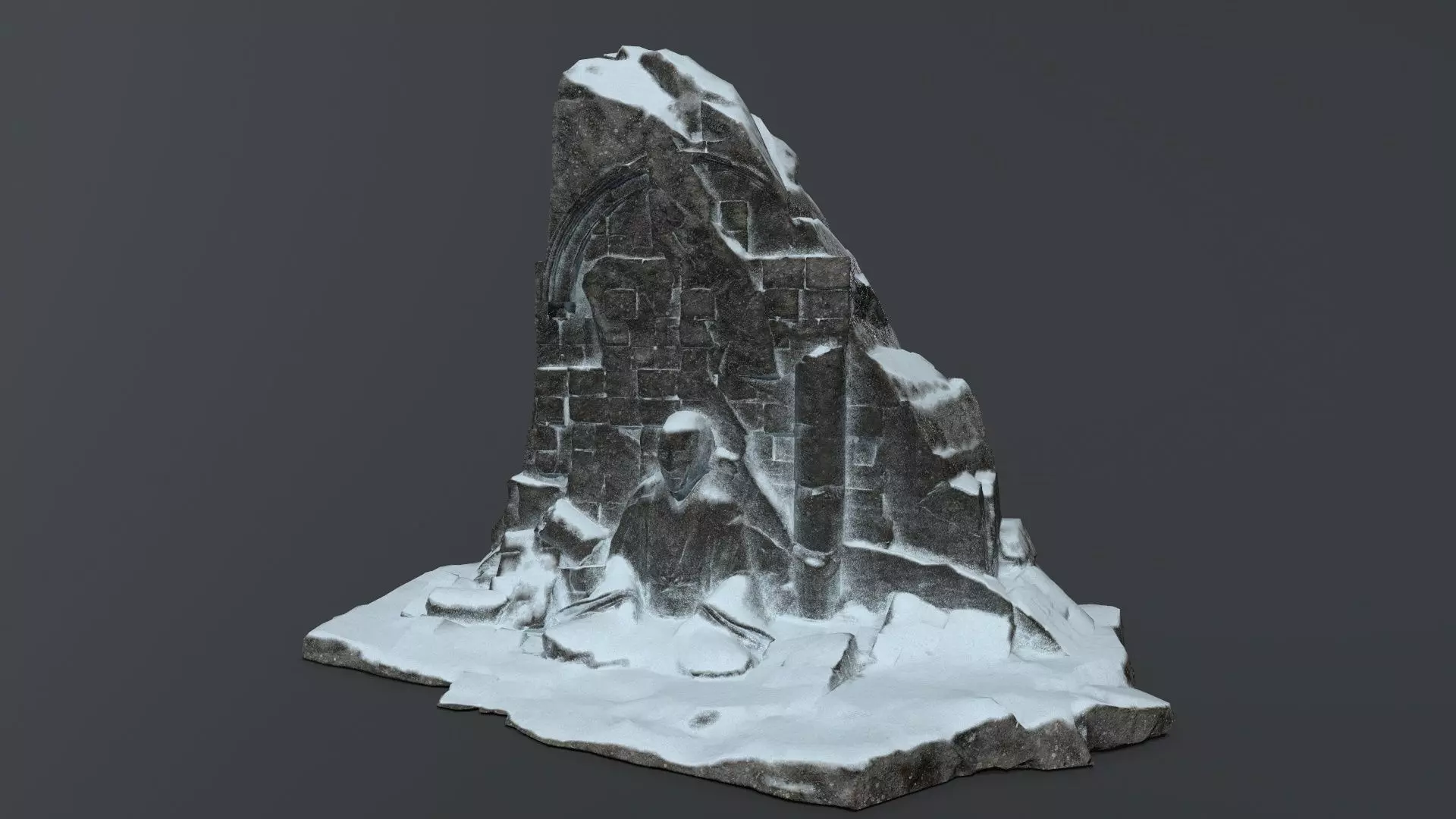 Buddha Rock Low-poly 3D model_0