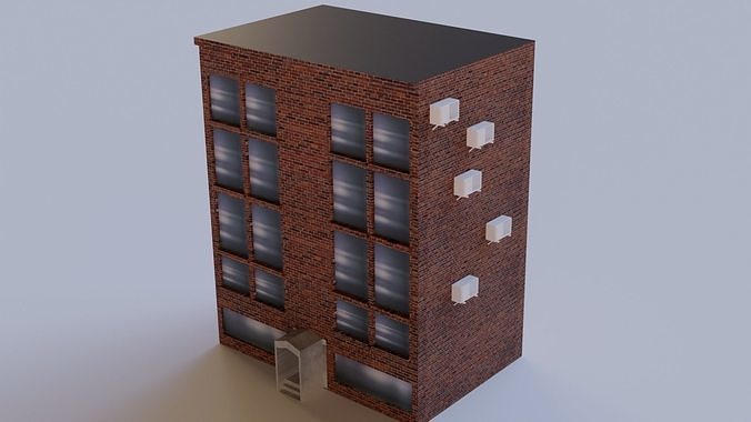 House brick building with windows 3D model | CGTrader