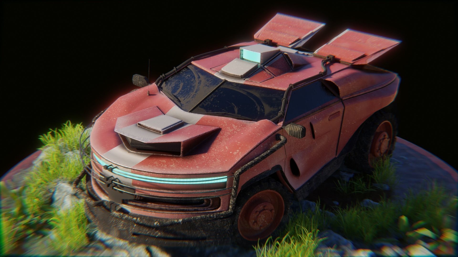 Sci fi CAR Military - Off road - Original Concept Humvee Rigged 3D model_5