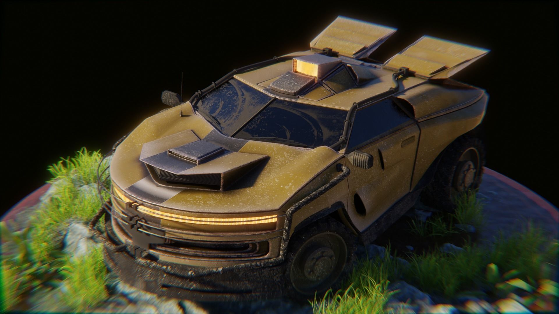 Sci fi CAR Military - Off road - Original Concept Humvee Rigged 3D model_11