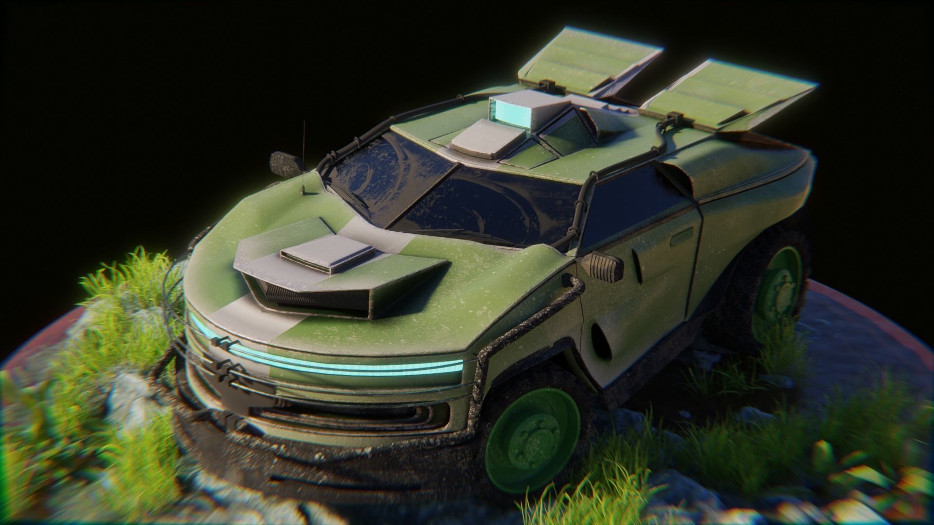 Sci fi CAR Military - Off road - Original Concept Humvee Rigged 3D model_8