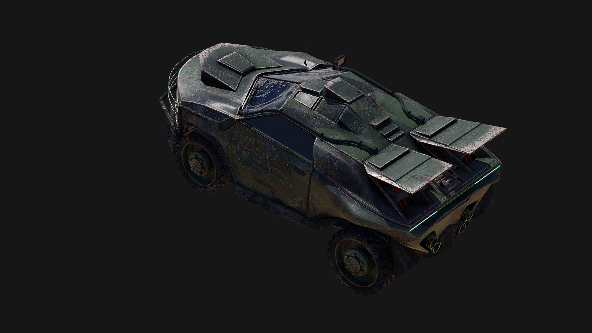 Sci fi CAR Military - Off road - Original Concept Humvee Rigged 3D model_15