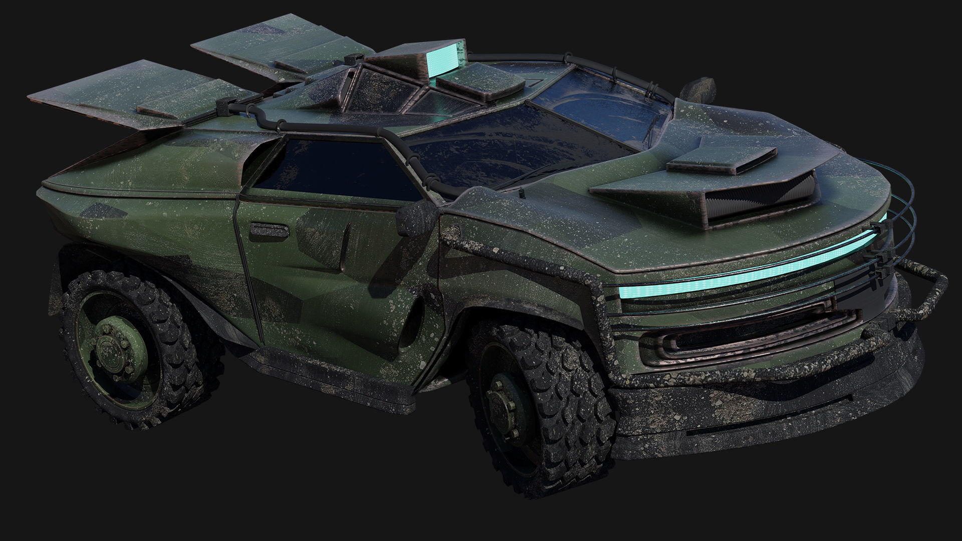 Sci fi CAR Military - Off road - Original Concept Humvee Rigged 3D model_13
