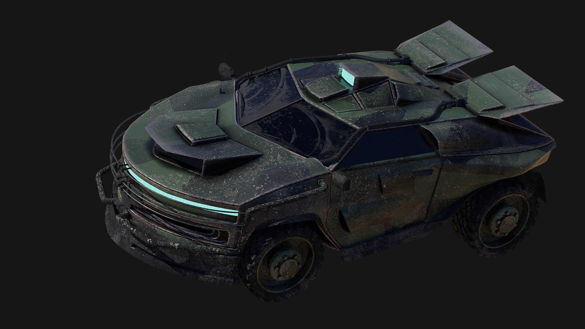 Sci fi CAR Military - Off road - Original Concept Humvee Rigged 3D model_4