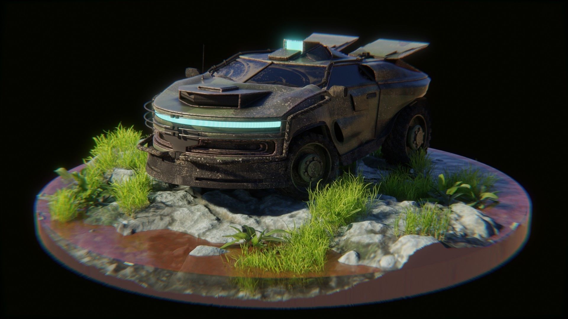 Sci fi CAR Military - Off road - Original Concept Humvee Rigged 3D model_10