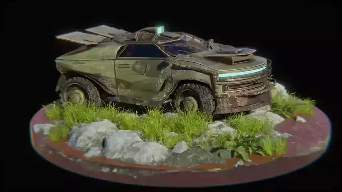 Sci fi CAR Military - Off road - Original Concept Humvee Rigged 3D model