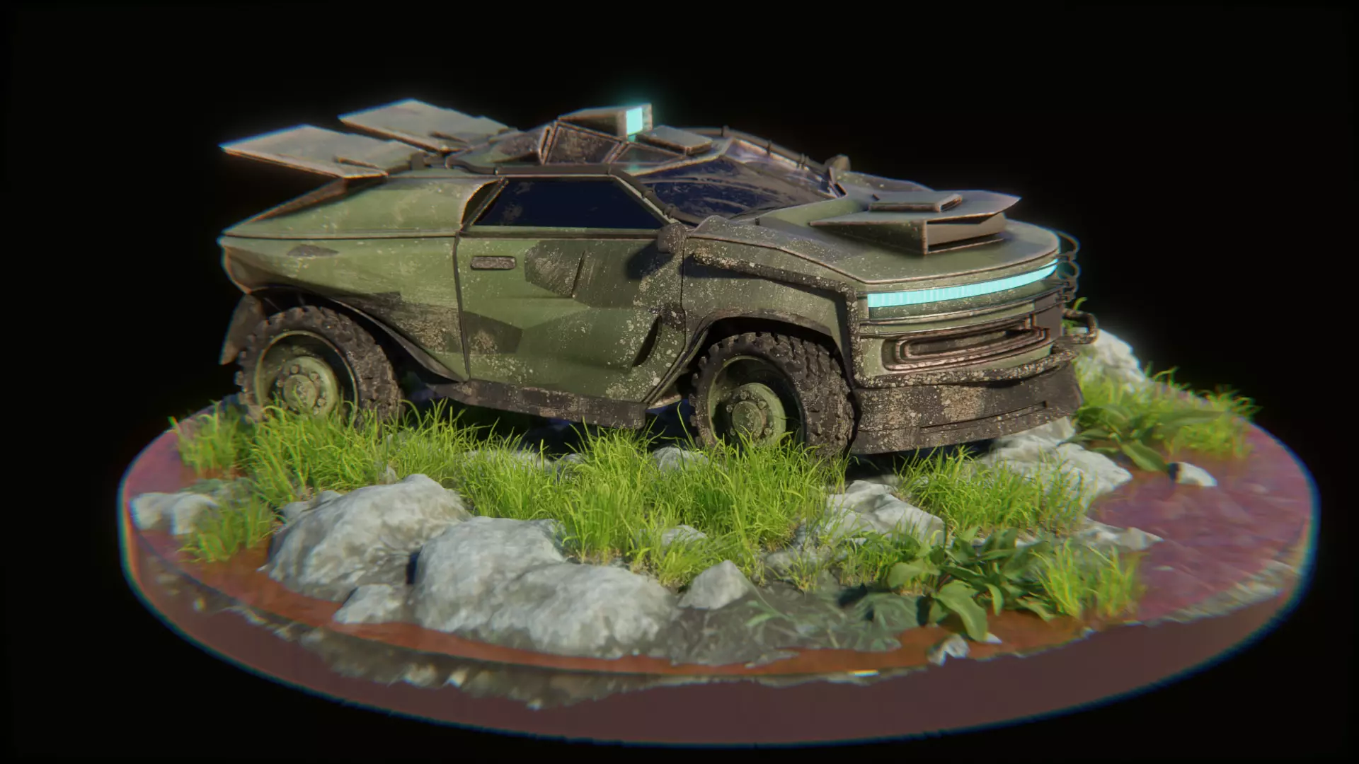 Sci fi CAR Military - Off road - Original Concept Humvee Rigged 3D model_0