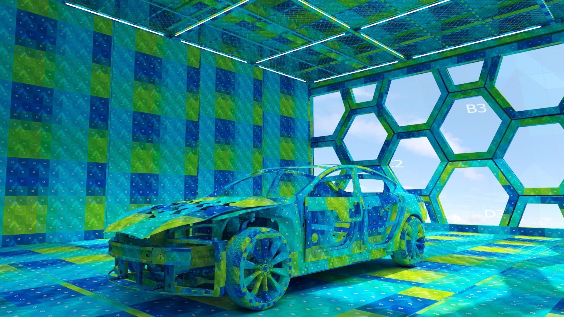 Tesla Model S Frame and Chassis in the interior model 3D model rigged ...