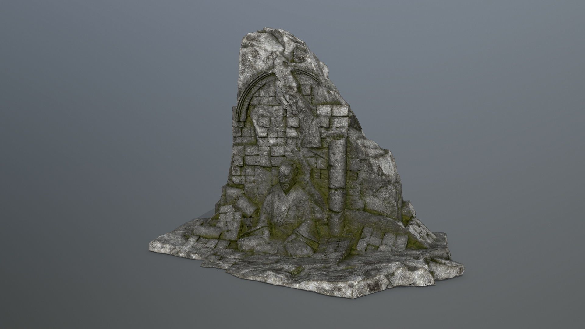 Buddha Rock Low-poly 3D model_1