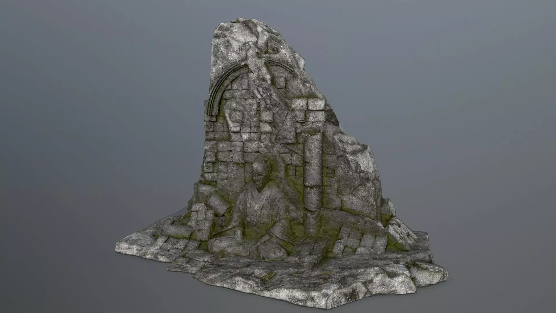 Buddha Rock Low-poly 3D model_0