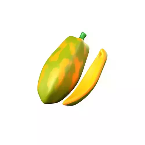 papaya lowpoly illustration cute style