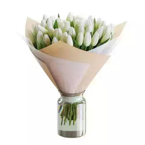 Flower Set 31 - White Tulips Bouquet