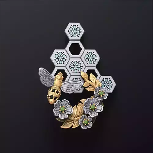 Bee Hive Pendant With Gems 3D print model