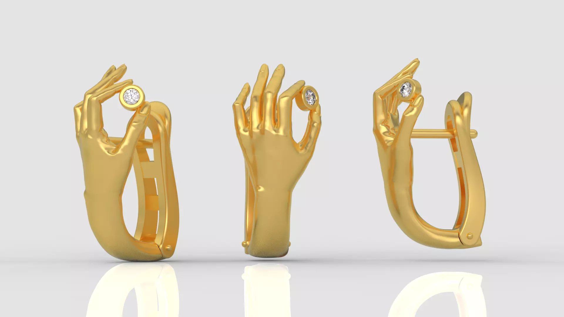 Hand Earrings 3D print model C01 3D print model_0