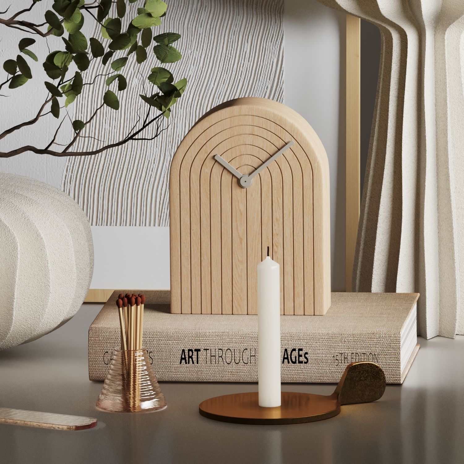 Decorative set 02 with Lithos Vases 3D model_1