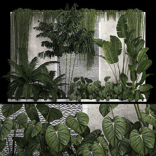 Garden And Tropical Flowerbed With Hanging Plants 1125 3D model