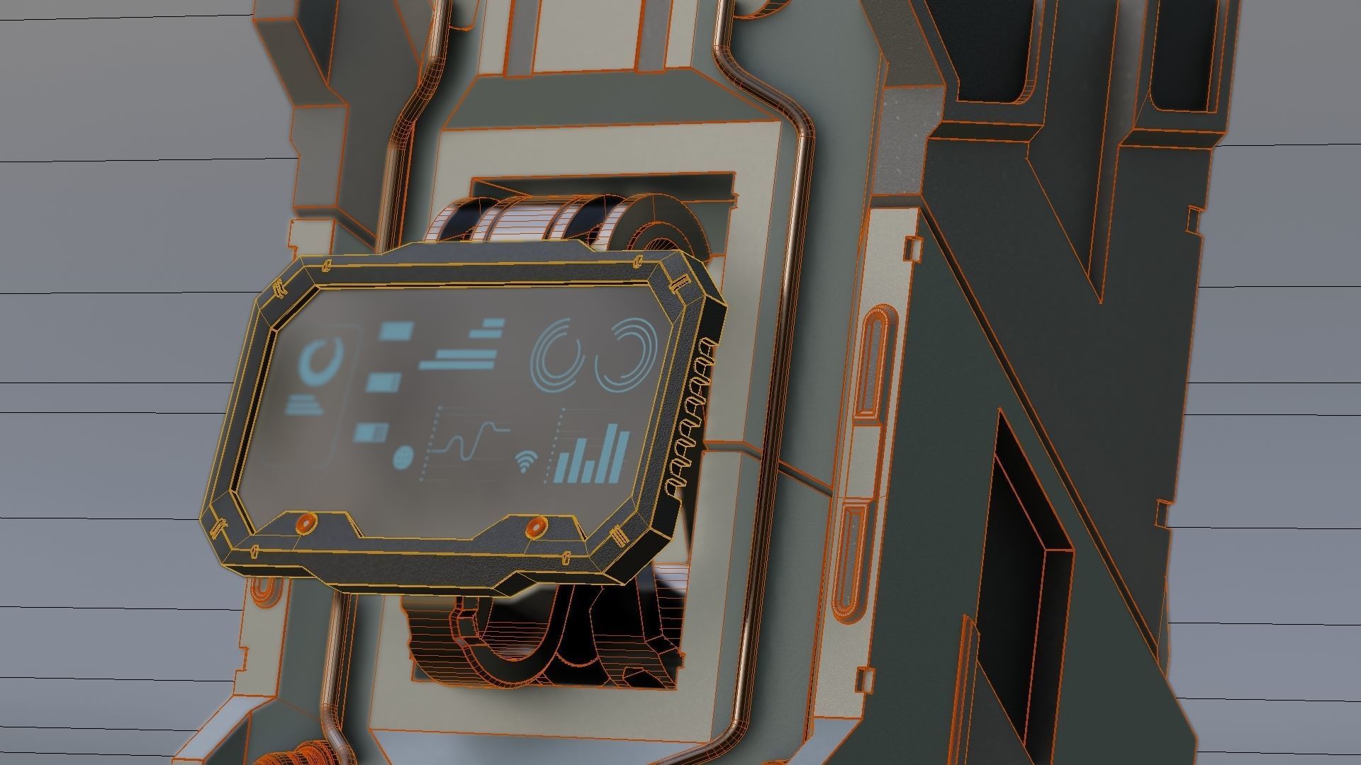 Console Sci-Fi Low-poly 3D model_5