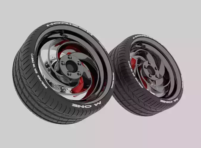 Unique car tires with brakes and rims
