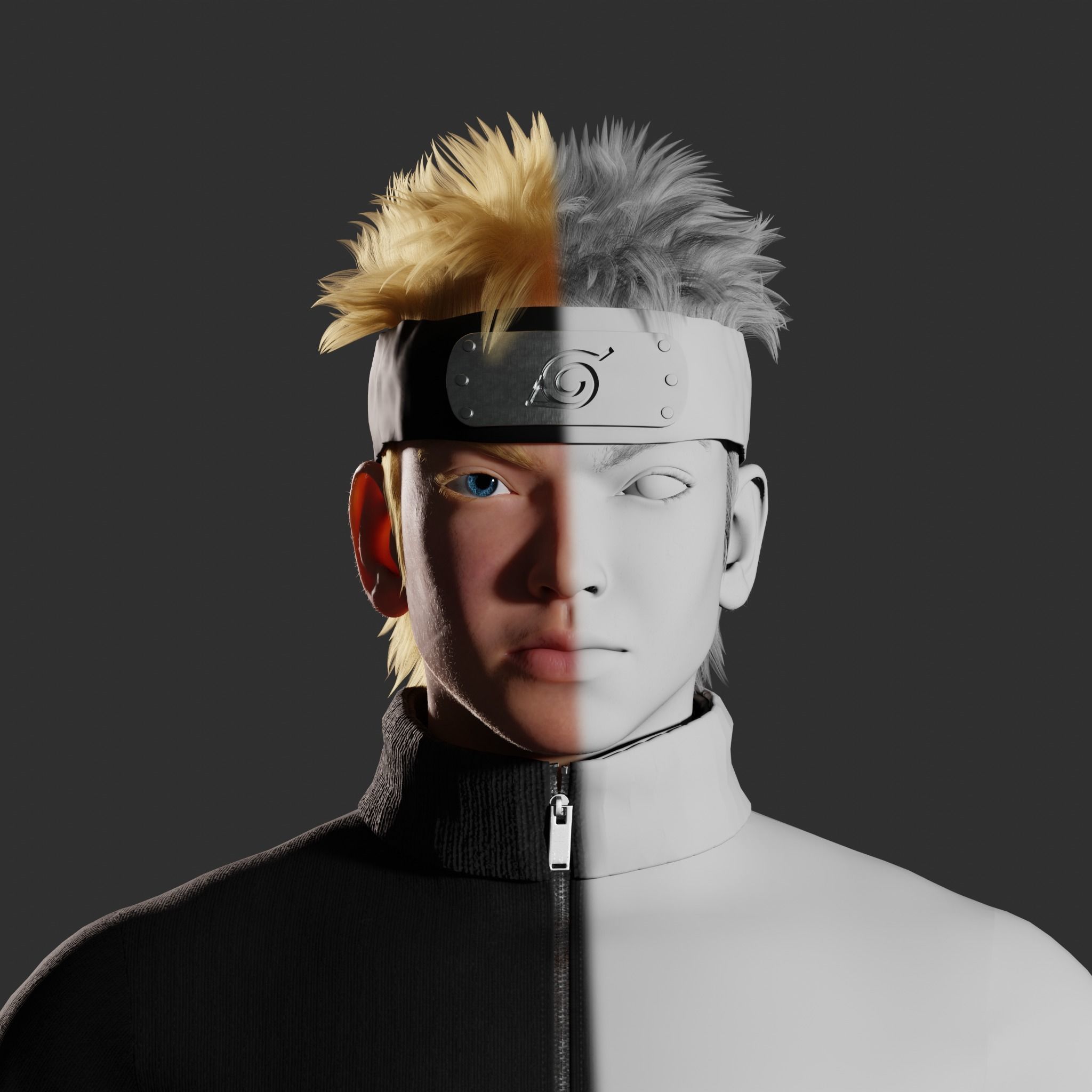 Realistic Naruto character 3D model_5