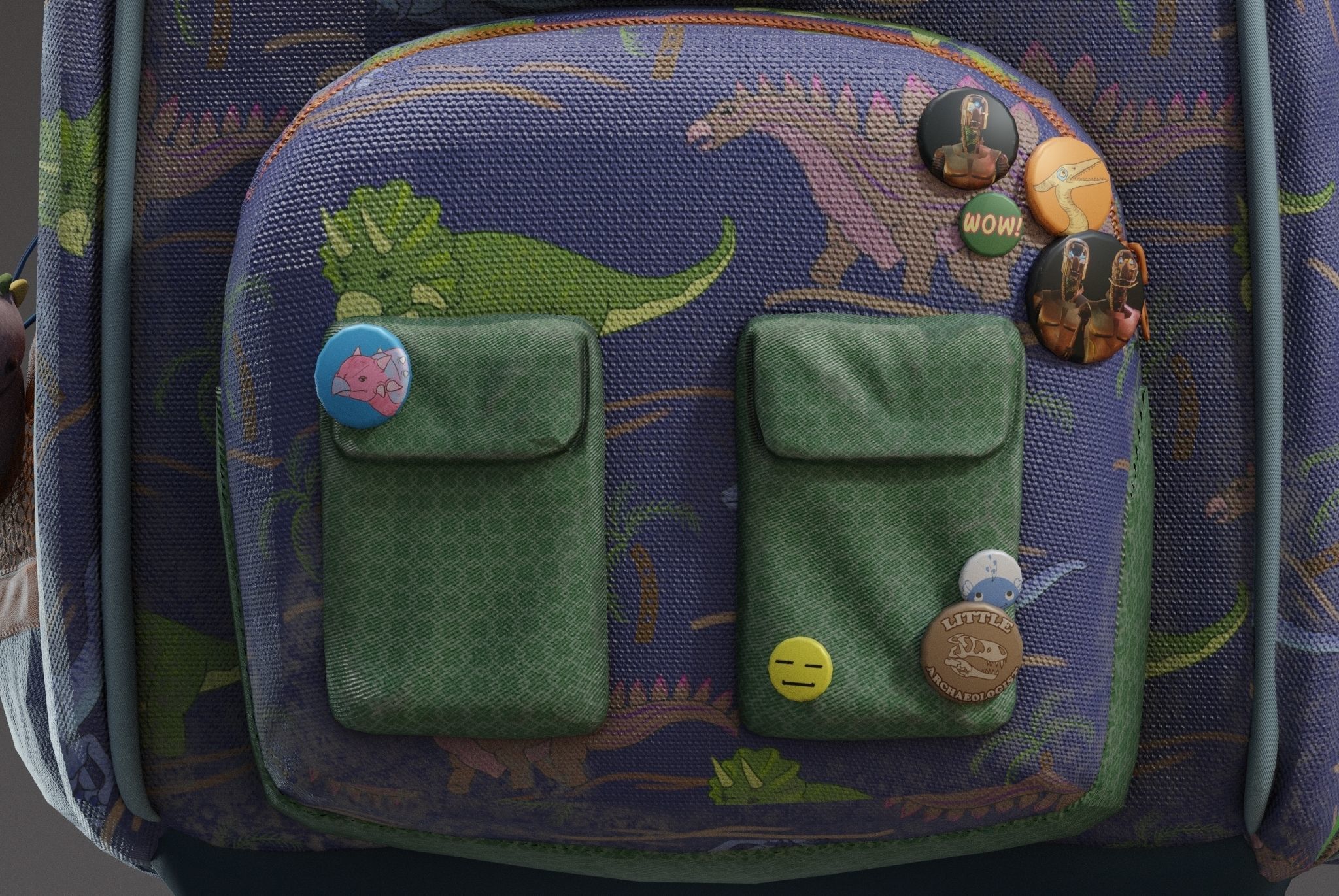 Backpack for kids Low-poly 3D model_6