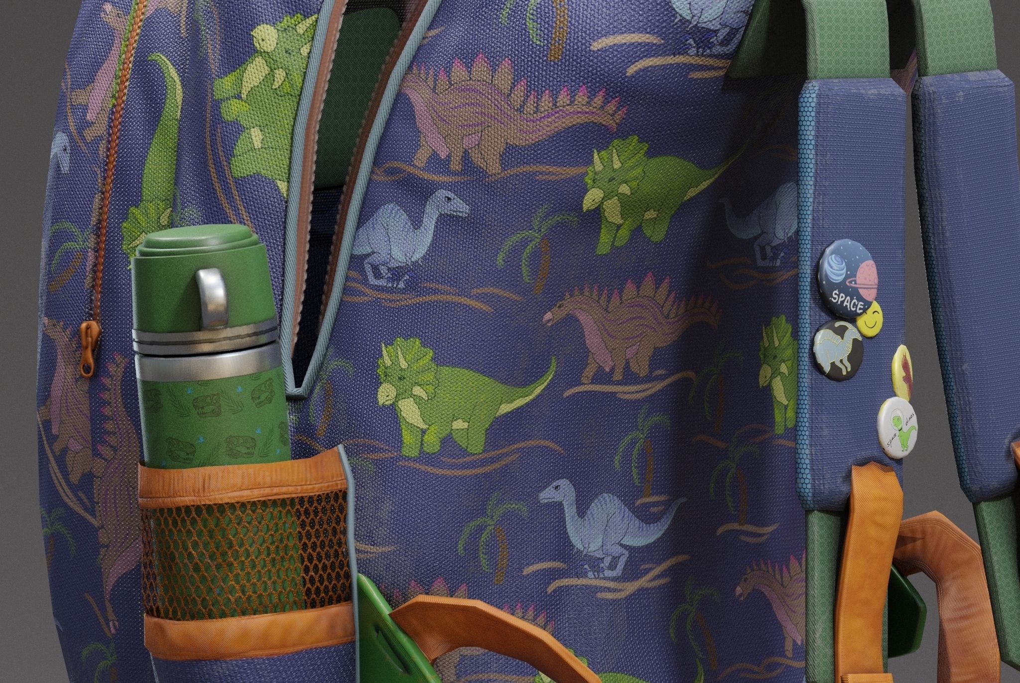 Backpack for kids Low-poly 3D model_7