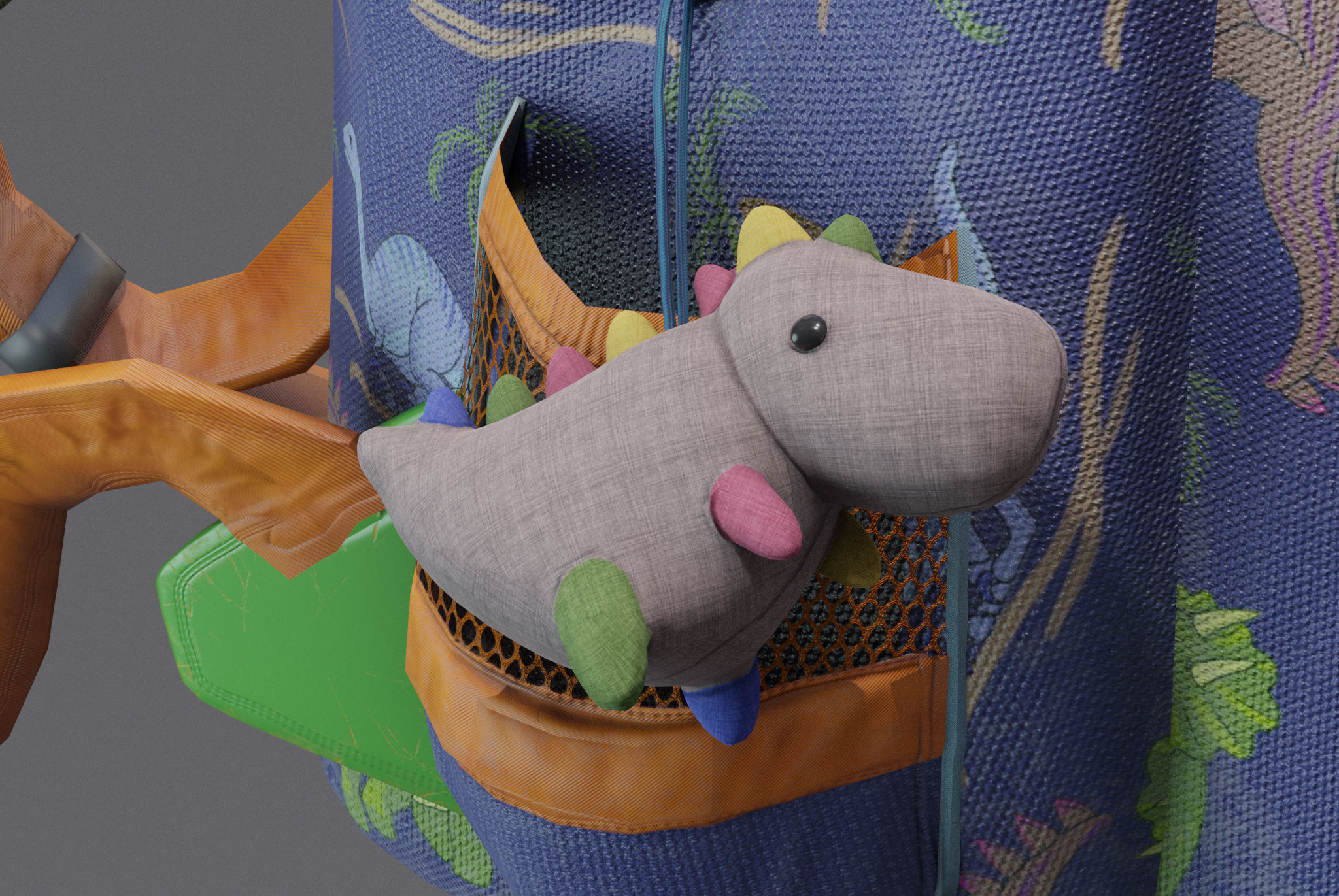 Backpack for kids Low-poly 3D model_5