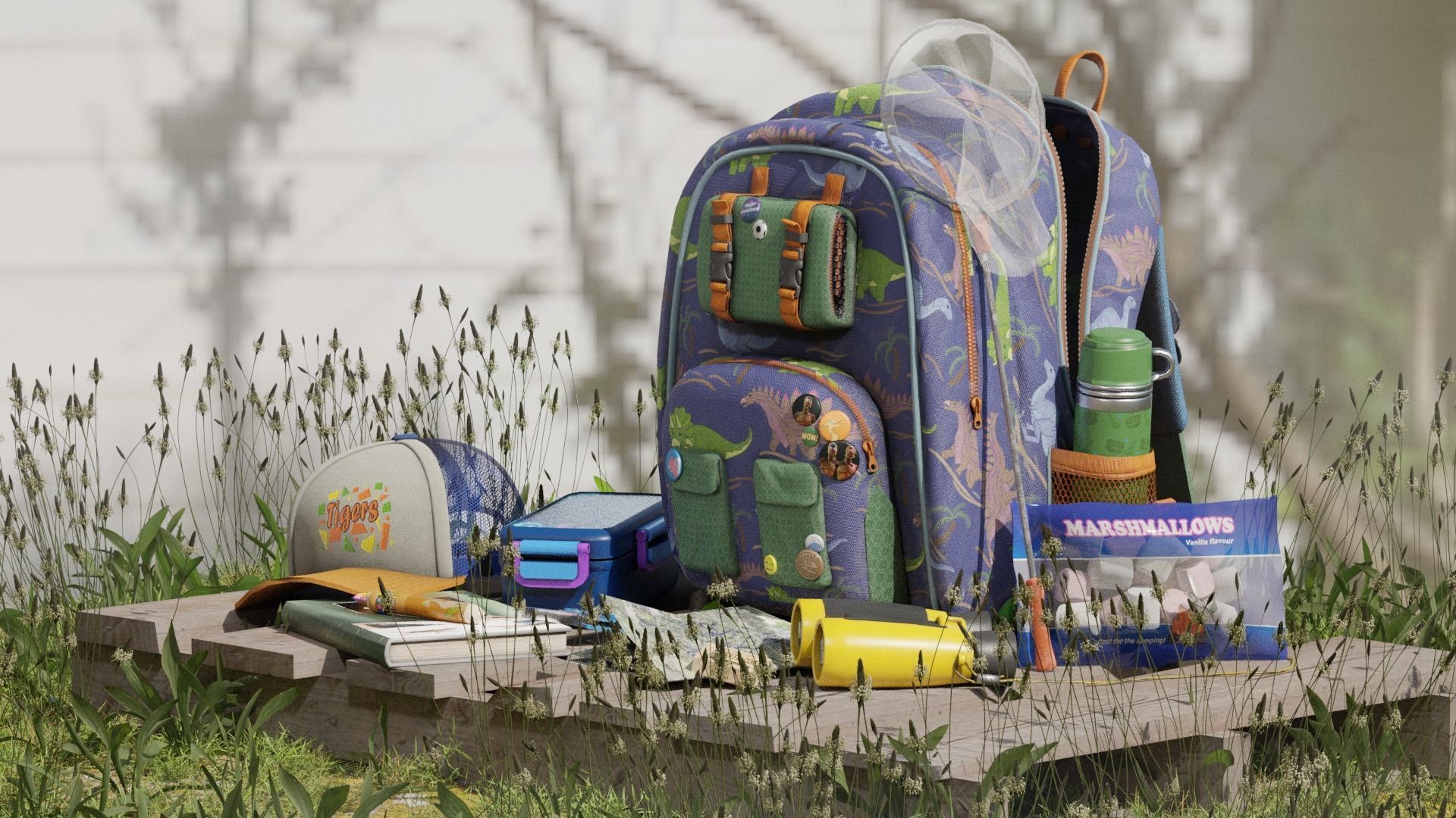 Backpack for kids Low-poly 3D model_8